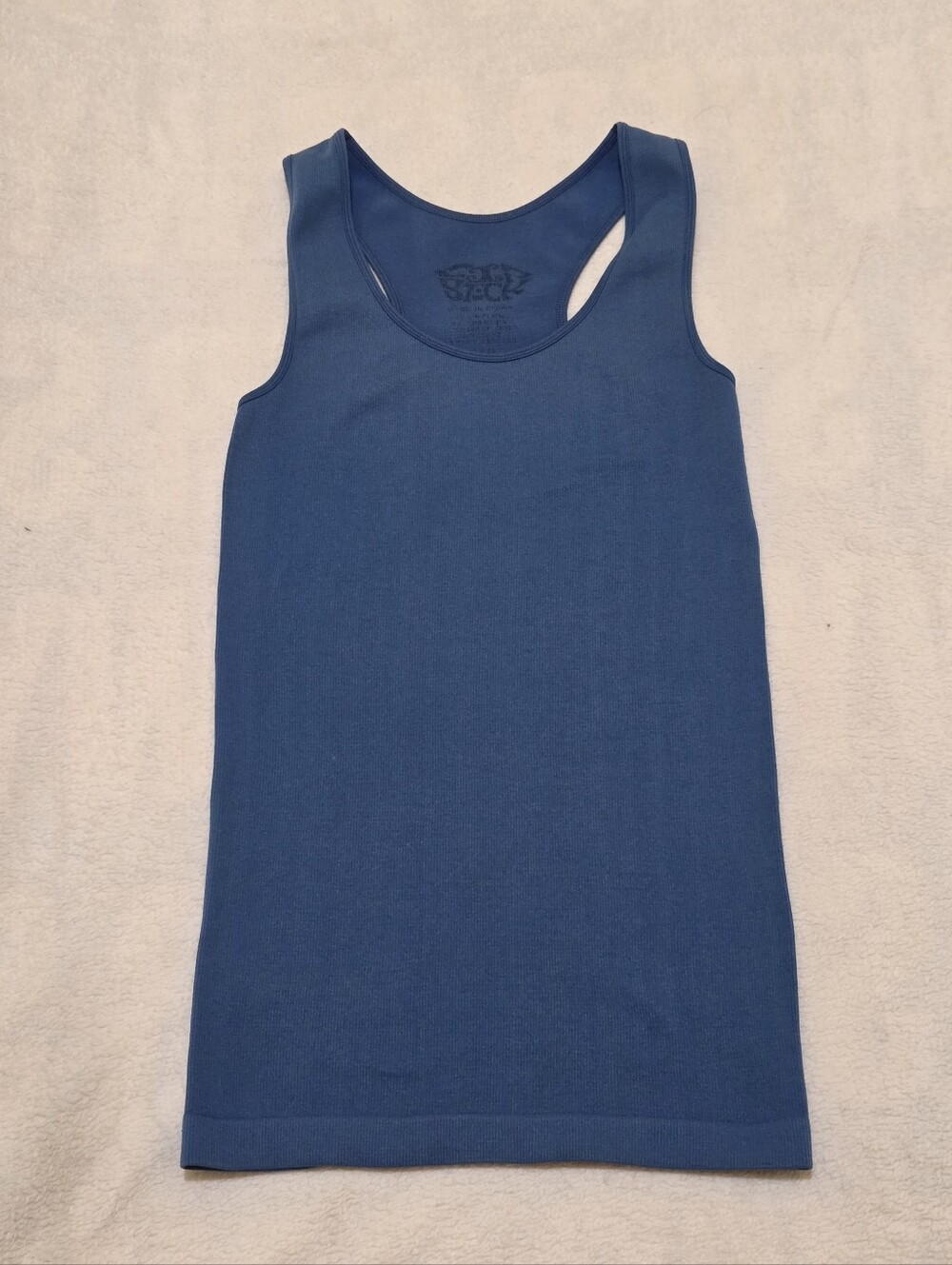 Y2K Lip Stick Blue Ribbed Racerback Slimming Tank Top Womens Small